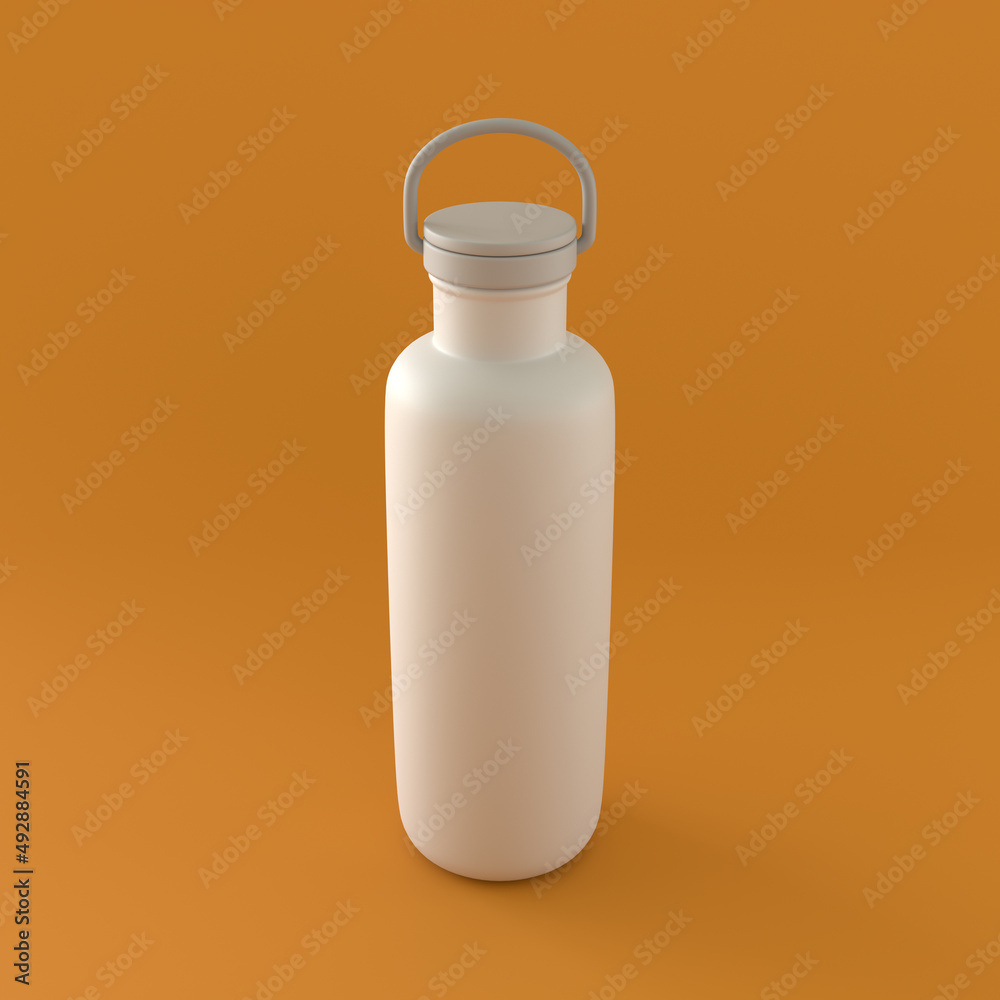 Monochrome Metal Canister on Orange Background, 3d Rendering Monochrome Metal Canister on Orange Background, 3d Rendering