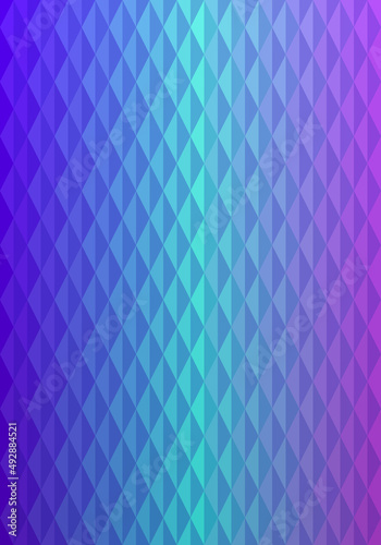 Rhombus geometric pattern with gradient purple, blue, pink. Abstract background design for publication, cover, banner, poster, web design, backdrop, wall. Vector illustration.