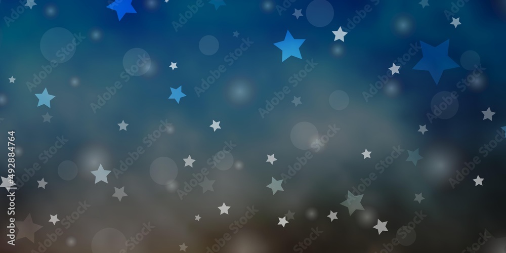 Light Blue, Yellow vector texture with circles, stars.