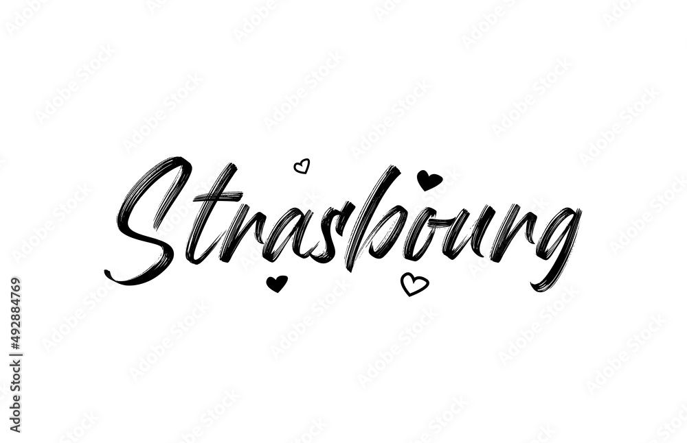 Strasbourg grunge city typography word text with grunge style. Hand lettering. Modern calligraphy text