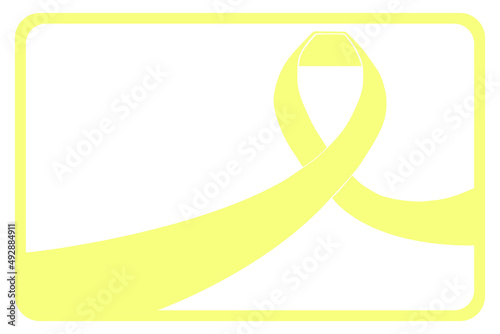 Vector horizontal de cinta con marco amarillo y fondo blanco. Lazo solidario amarillo claro para el día internacional del síndrome de Down y del cáncer sarcoma. 