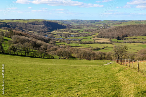 Scenic view of the River Rheidol valley from a hill farm in west Wales near Aberystwyth photo