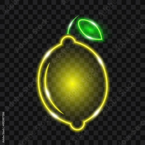 Lemon neon sign, isolated on transparent background, vector illustration.