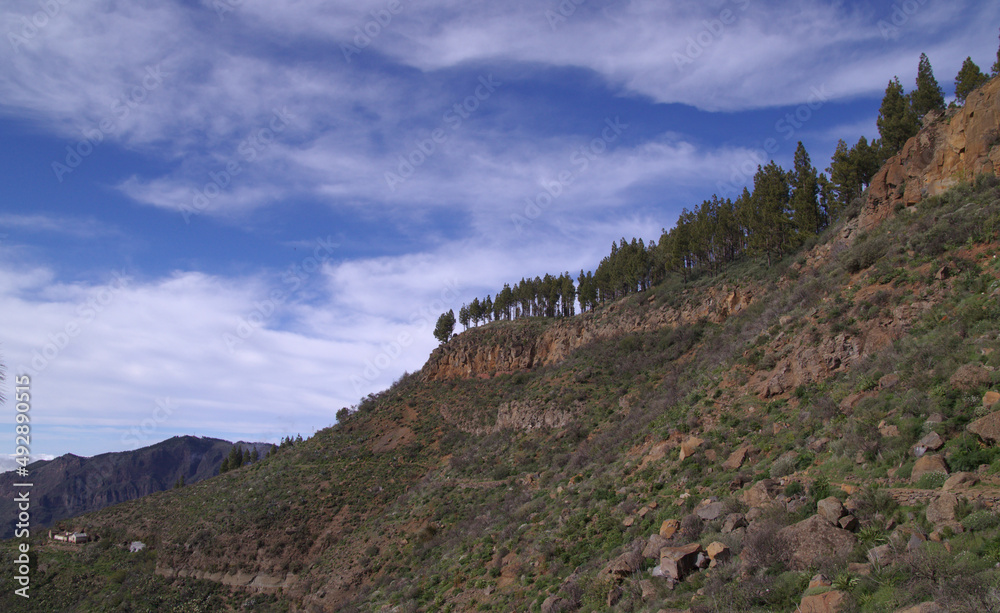 Gran Canaria, landscape of the central part of the island, Las Cumbres, ie The Summits, 
Caldera de Tejeda in geographical center of the island