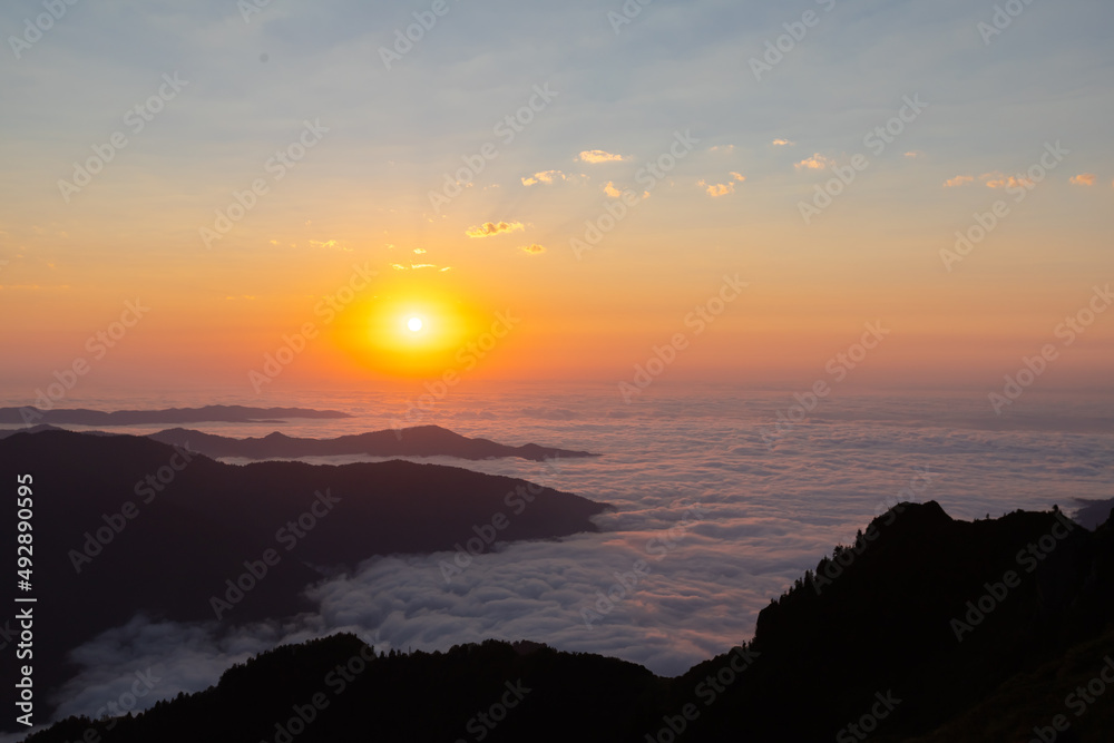 Fototapeta premium Huser Plateau and sunset in Trabzon province