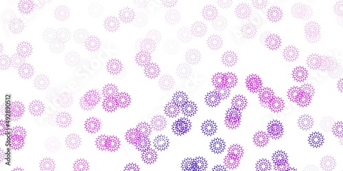 Light purple, pink vector doodle texture with flowers.