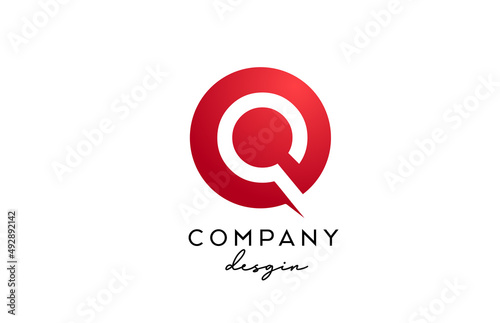 red Q alphabet letter logo icon with circle design. Creative template for company and business