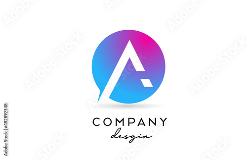 Free Download pink blue A alphabet letter logo icon with circle design. Creative template for business and company - GFXLoad