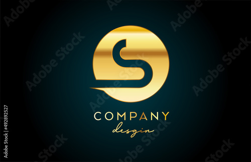 Gold S alphabet letter logo icon with circle design. Golden creative template for business and company