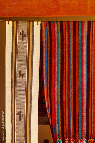 Typical woven blankets from northern Argentina photo