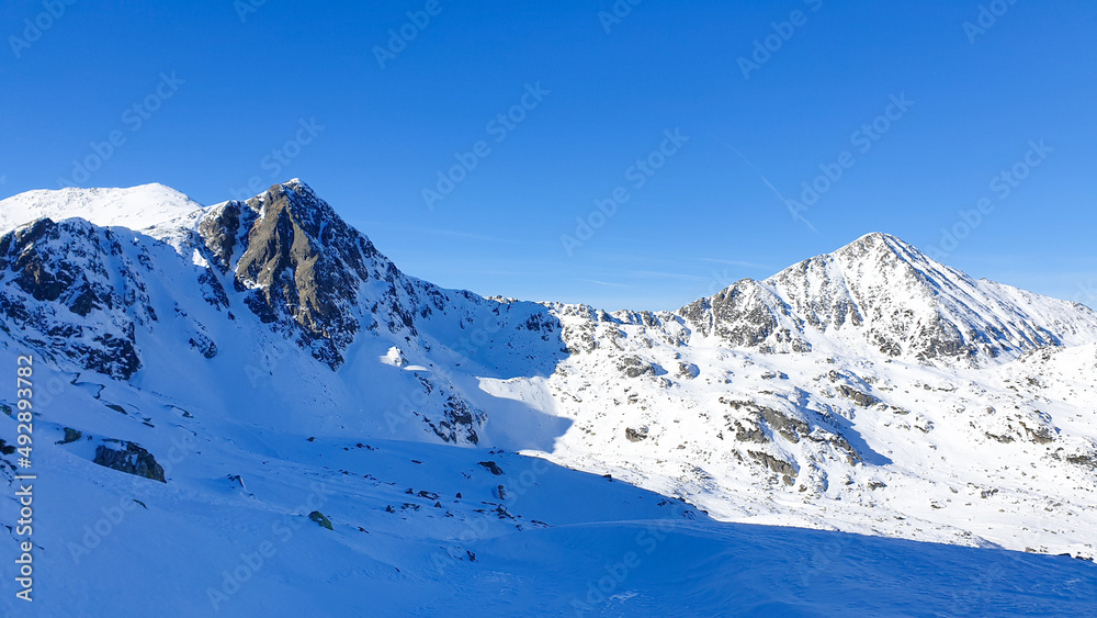 snow covered mountains, Bucura and Retezat Peaks, Retezat Mountains, Romania 