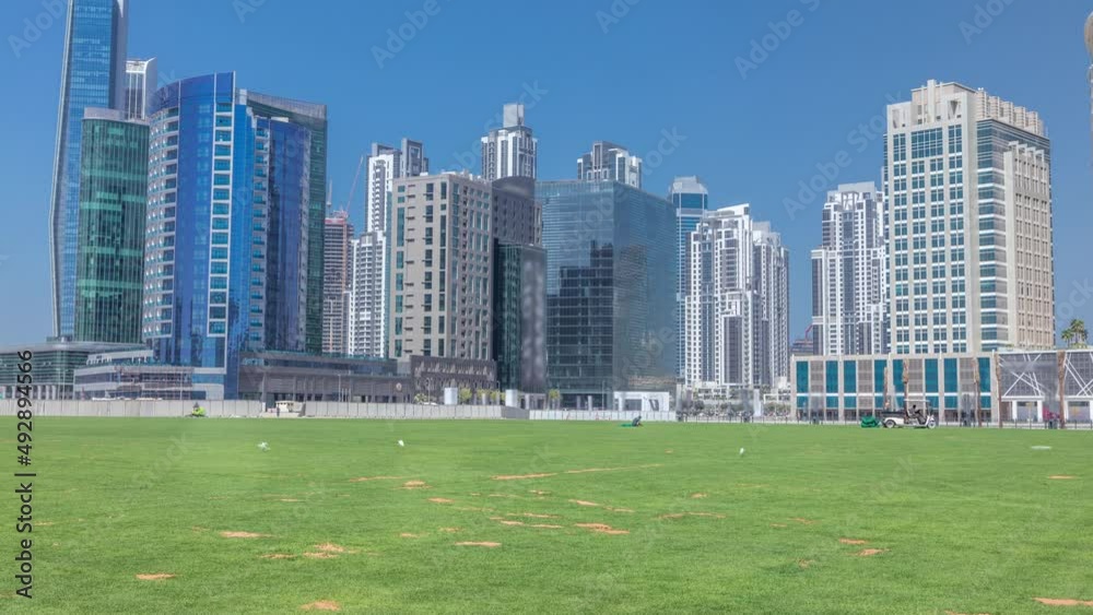 Panoramic timelapse view of business bay and downtown area of Dubai Panoramic timelapse view of business bay and downtown area of Dubai