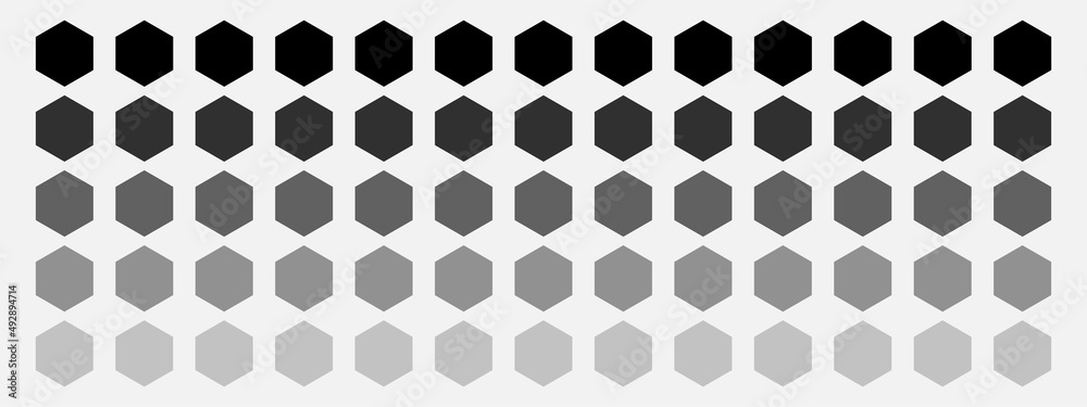 Background with hexagons of different shades of translucent black, dark gray and gray. Artistic element. Illustration. Background with hexagons of different shades of translucent black, dark gray and gray. Artistic element. Illustration.