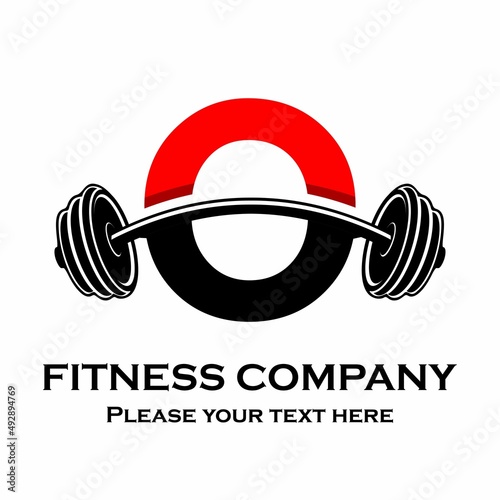 Letter o Logo With barbell template illustration. Fitness Gym logo. fitness vector logo design for gym and fitness.