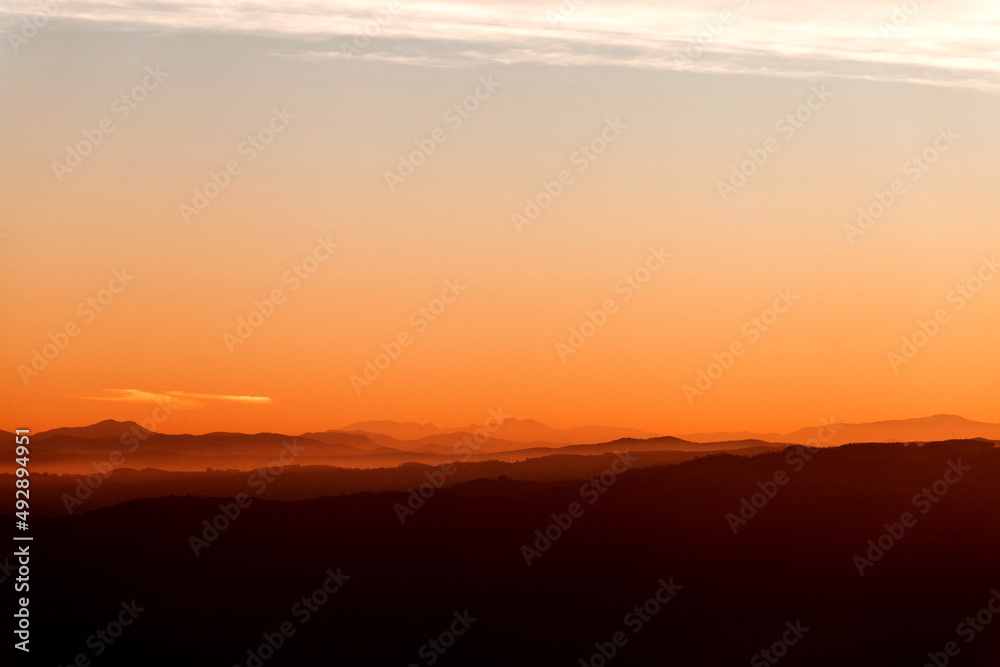 Sunset With Mountains On Horizon Sunset With Mountains On Horizon