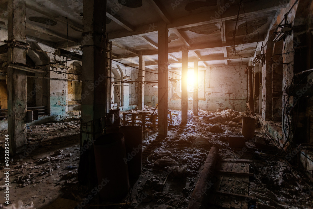 Old abandoned industrial building with garbage Old abandoned industrial building with garbage