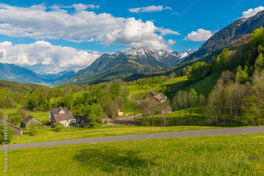 Village of Gampelün in the Walgau Valley, State of Vorarlberg, Austria