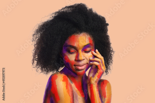 Portrait of beautiful Afric...