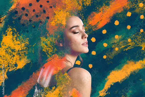 Portrait of young woman wit...