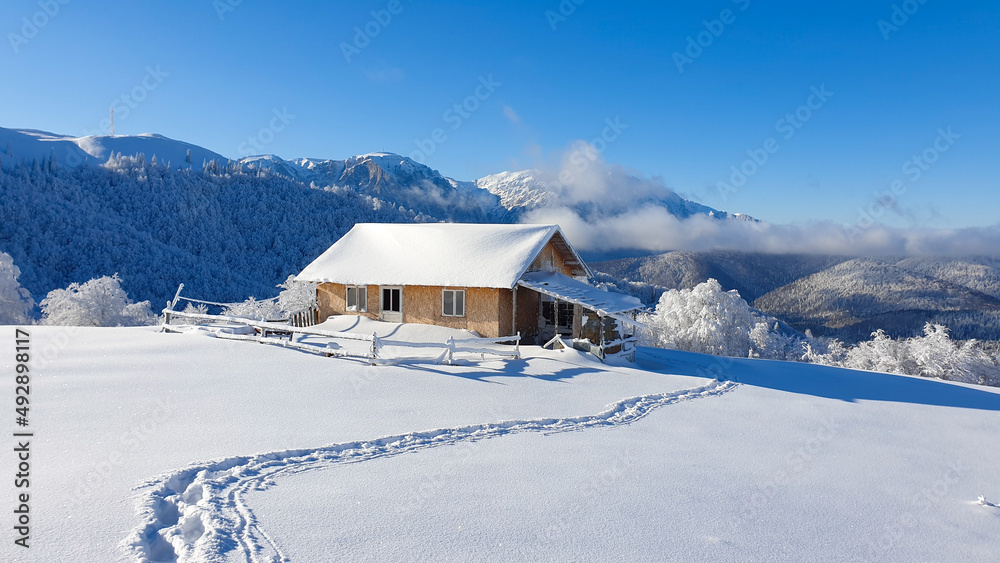 house in the mountains, Urechea Sheepfold, Baiului Mountains, Romania 
