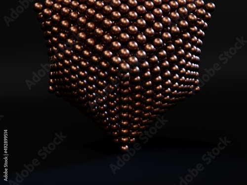 Image of a group of balls on a dark background, 3D rendering