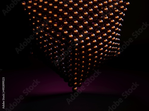 Image of a group of balls on a dark background, 3D rendering