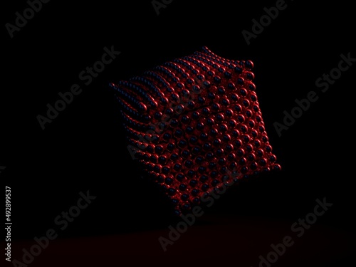 Image of a group of balls on a dark background, 3D rendering