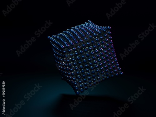 Image of a group of balls on a dark background, 3D rendering