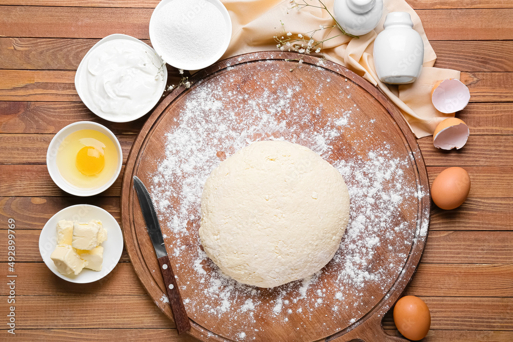 Preparing of lazy dumplings on wooden background Preparing of lazy dumplings on wooden background