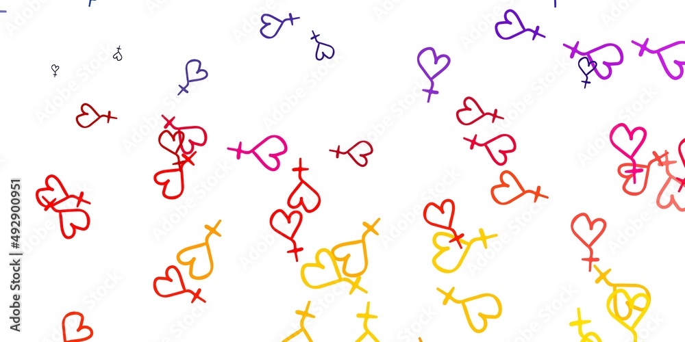 Light Red, Yellow vector backdrop with woman's power symbols. Light Red, Yellow vector backdrop with woman's power symbols.