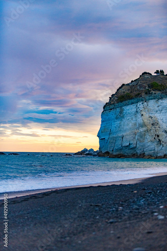 Cliffs near the ocean during sunset