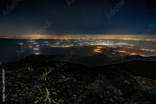 The milkyway galaxy over Olympos mountain, from different angles. Hiking at night to explore wanderfull views. photo