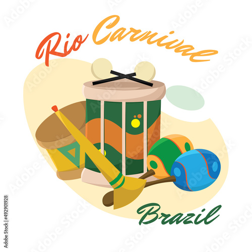 Isolated group of carnival musical instruments Carnival vector