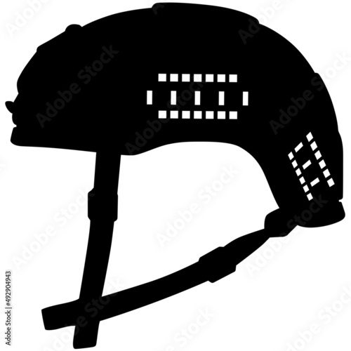 army military, police tactical special forces ballistic bulletproof helmet. side view silhouette