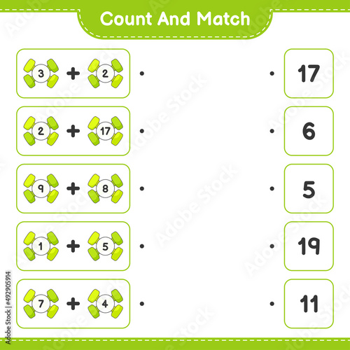 Count and match  count the number of Dumbbell and match with the right numbers. Educational children game  printable worksheet  vector illustration