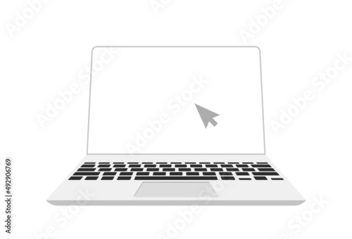 Laptop with cursor on screen. Vector illustration in modern cartoon design on white background. MacBook Pro series