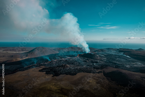 Fagradalsfjall volcano eruption in Iceland. September 2021. photo