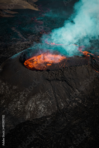 Fagradalsfjall volcano eruption in Iceland. September 2021.