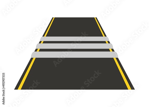Small road with speed bumps. Simple flat illustration in perspective view.