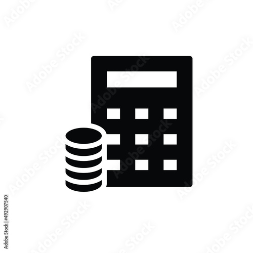 Budget icon. Simple solid style. Money flow account with calculator. Business concept. Vector design illustration isolated. EPS 10