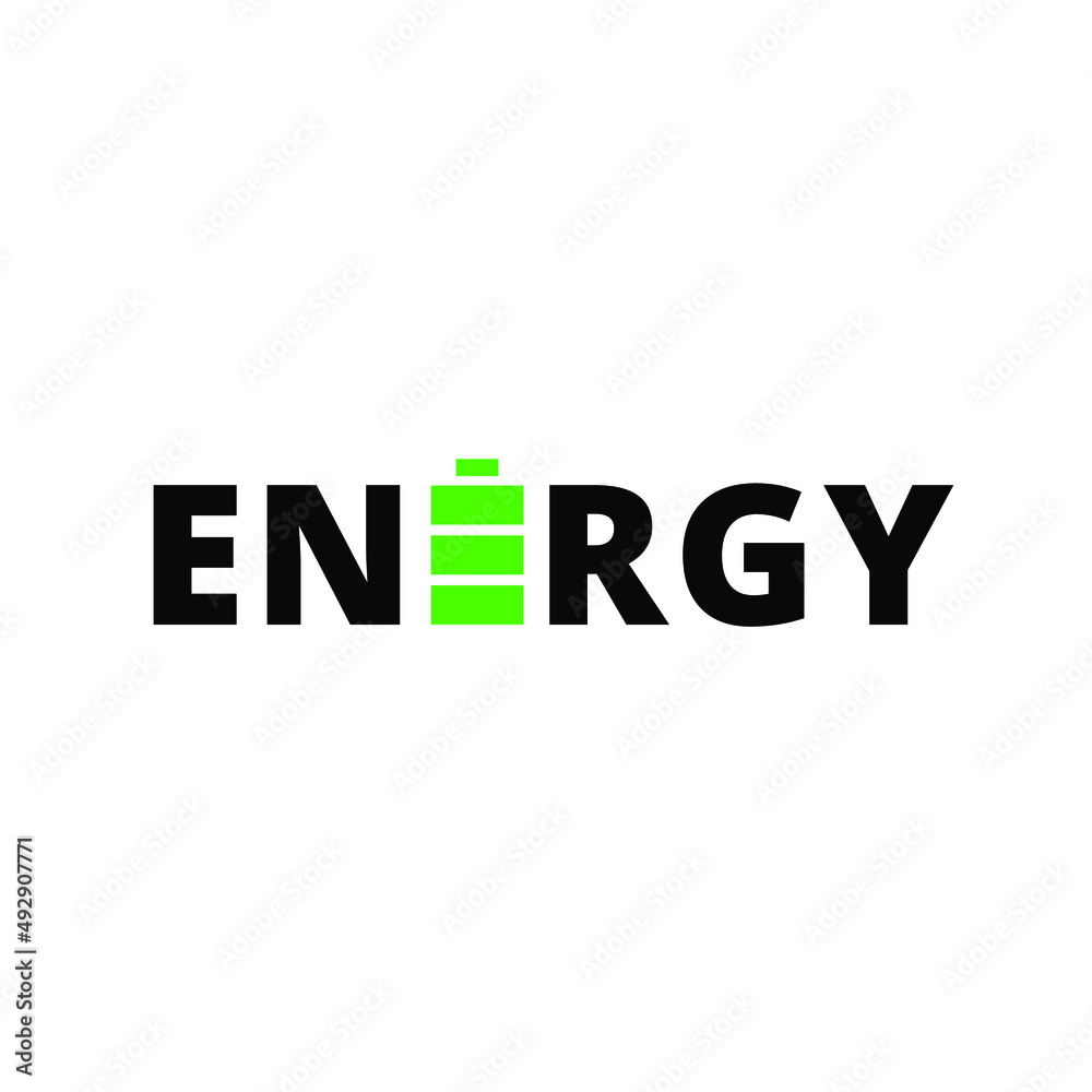 logo typography energy with green baterry inside logo typography energy with green baterry inside