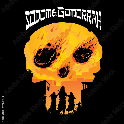 from biblical event Sodom and Gomorrah skull shape illustration in vector format