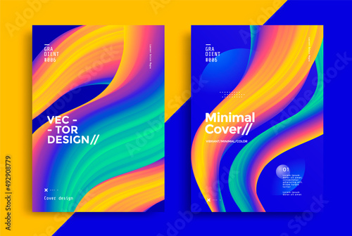 Summer bright poster with gradient wave. Abstract background with 3d wavy shape. Colorful compositions designed for the cover.