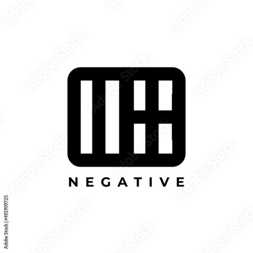 monogram letter hh black corporate negative space
