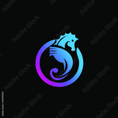 elegant seahorse logo with gradient color look luxury. suitable for many industry