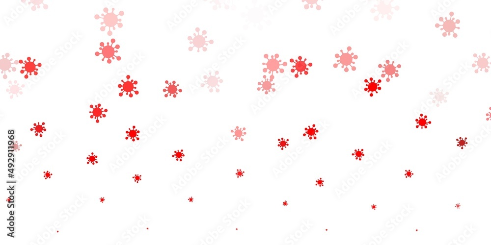 Light red vector pattern with coronavirus elements.