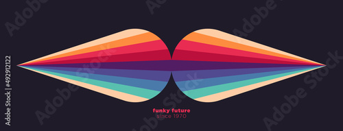 Simple abstract background in retro style with colorful geometric shapes. Vector illustration.
