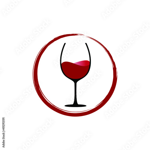 circle wine glass red color logo