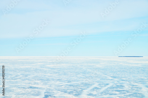 Ice formations on giant frozen lake