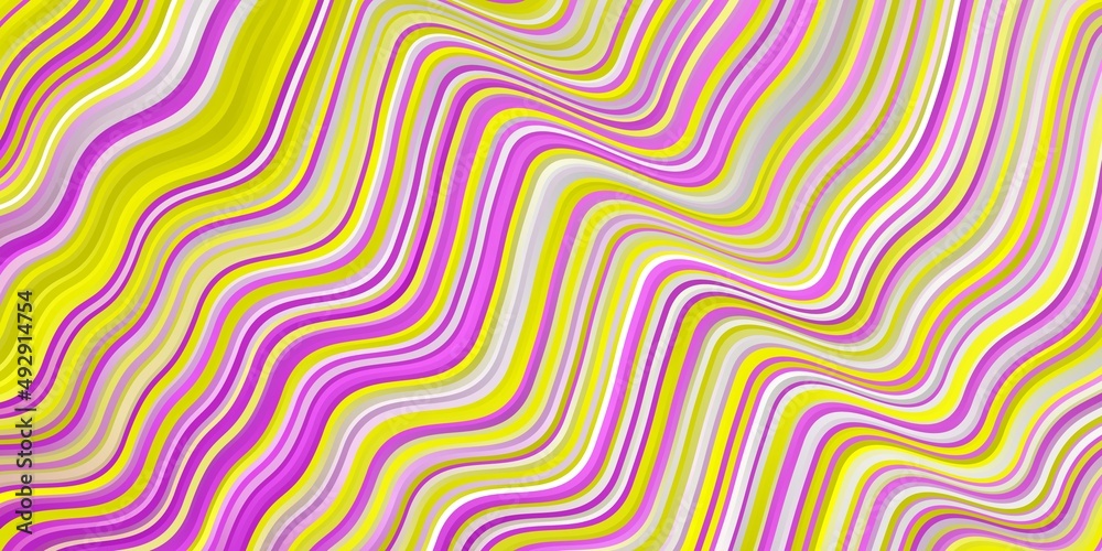 Light Pink, Yellow vector background with bent lines.